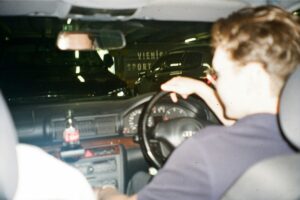 Checking mirrors on driving test