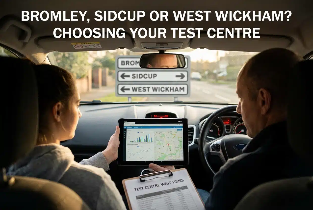 Professional header image for comparison analysis: Bromley, Sidcup or West Wickham? Choosing Your Test Centre
